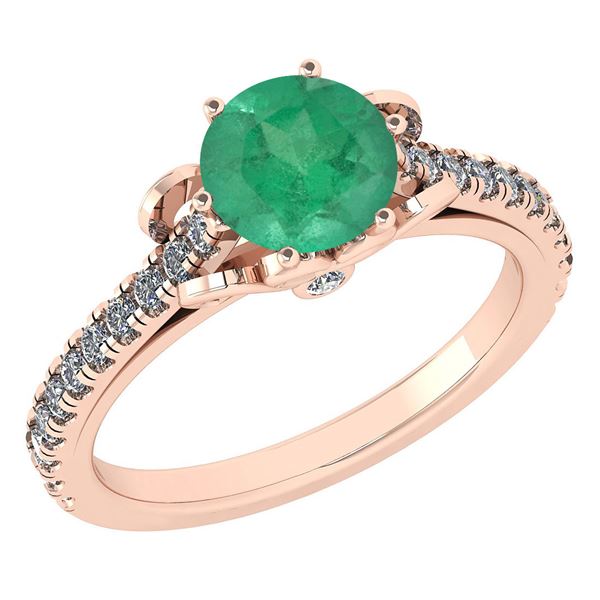 Certified 1.58 Ctw Emerlad And Diamond 14k Rose Gold Ha