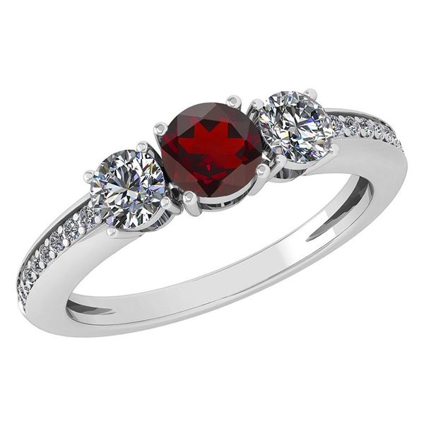 Certified 1.06 Ctw Garnet And Diamond Wedding/Engagemen