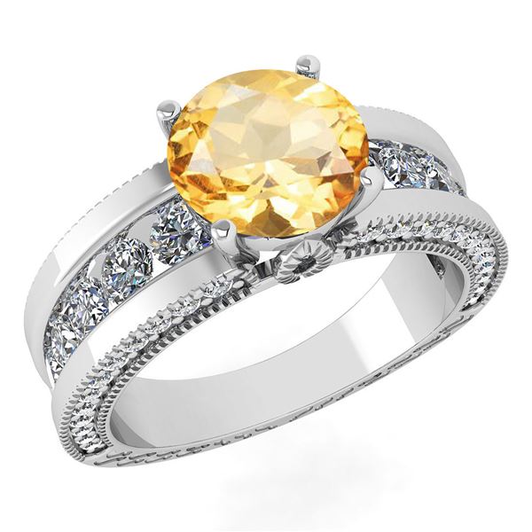 Certified 2.24 Ctw Citrine And Diamond Wedding/Engageme