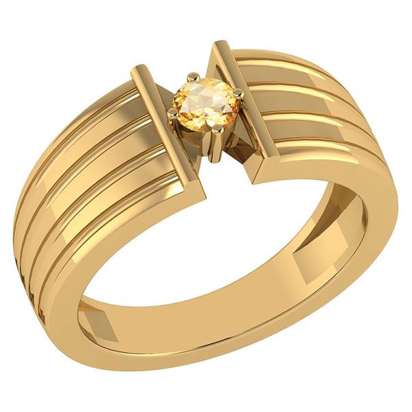 Certified 0.20 Ctw Citrine And Solitaire Ring 10K Yello