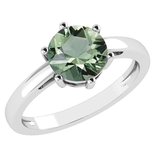 Certified 2.00Ctw Genuine Green Amethyst 14k White Gold