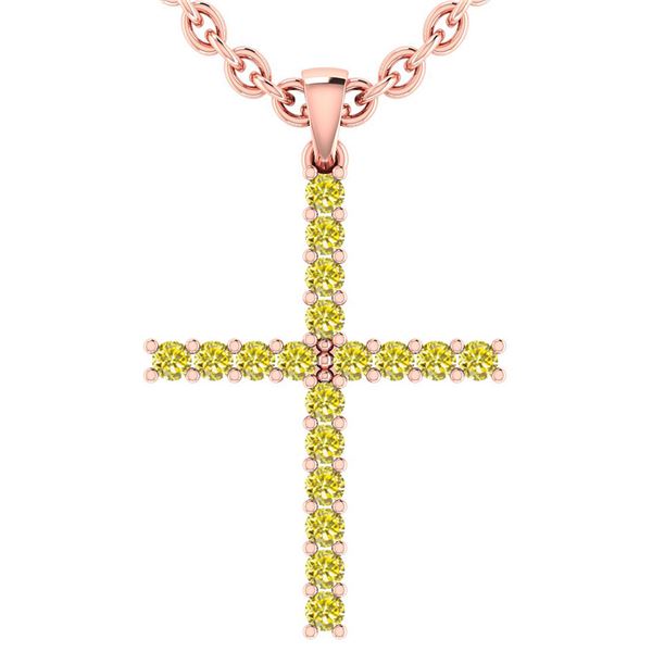 Certified 0.54 Ctw Fancy Yellow Diamond 18k Rose Gold P