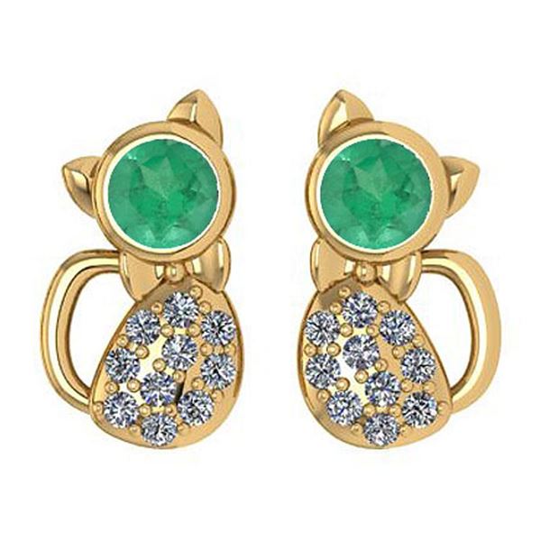 Certified 0.30 Ctw Emerald And Diamond VS/SI1 Cat Style