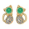 Image 1 : Certified 0.30 Ctw Emerald And Diamond VS/SI1 Cat Style