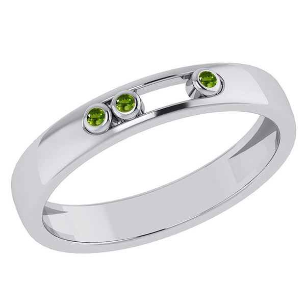 Certified 0.03Ctw Genuine Peridot 14k White Gold Band