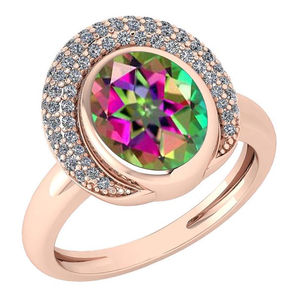 Certified 2.82 Ctw Mystic Topaz And Diamond VS/SI1 Halo