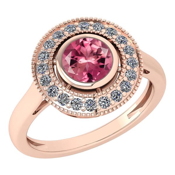 Certified 1.12 Ctw Pink Tourmaline And Diamond Wedding/