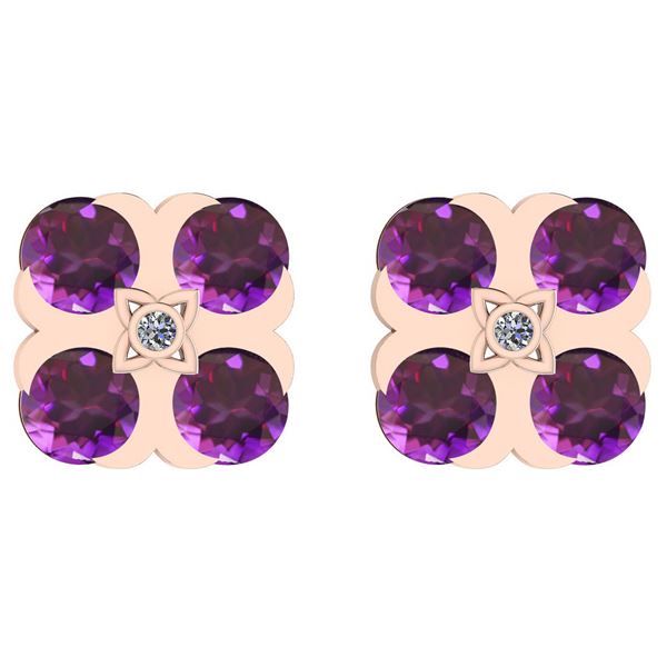 Certified 2.07 Ctw Amethyst And Diamond VS/SI1 18K Rose