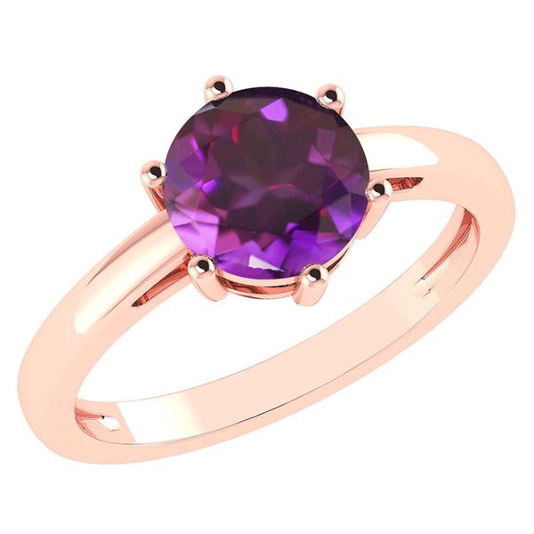 Certified 2.00Ctw Genuine Amethyst 14k Rose Gold Halo R