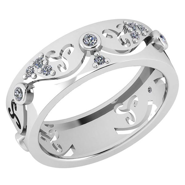 Certified 0.17 Ctw Diamond VS/SI1 Filigree Bands 18K Wh