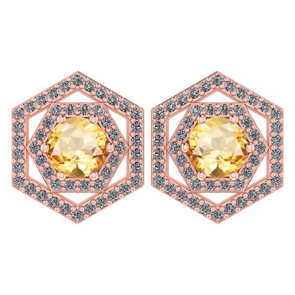 Certified 1.38 Ctw Citrine And Diamond 18k Rose Gold Ha