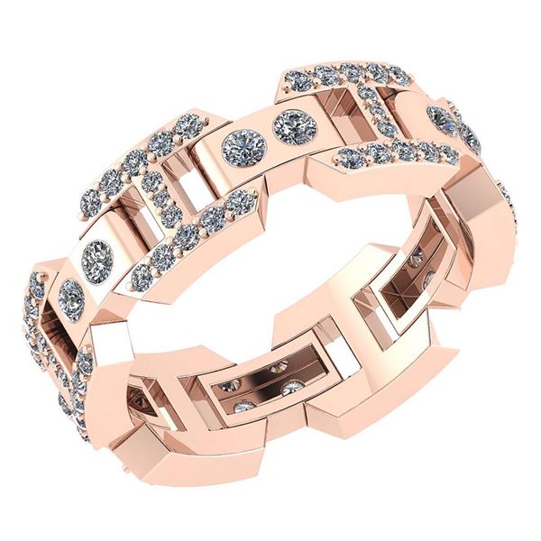 Certified 0.85 Ctw Diamond VS/SI1 Mens Bands 18K Rose G