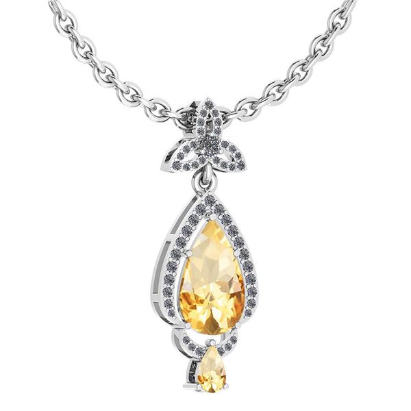Certified 3.62 Ctw Citrine And Diamond VS/SI1 Necklace