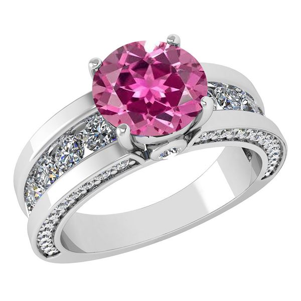 Certified 2.25 Ctw Pink Tourmaline And Diamond Wedding/