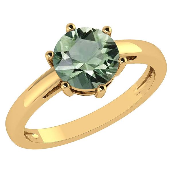 Certified 2.00Ctw Genuine Green Amethyst 14k Yellow Gol