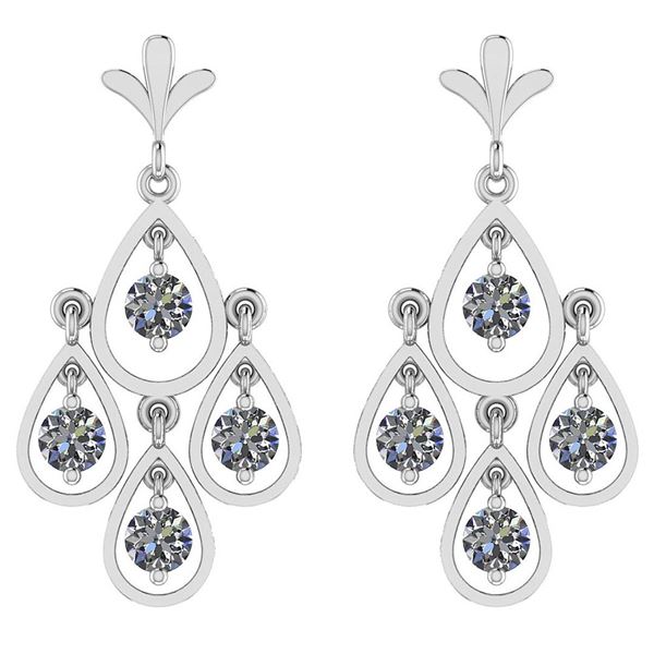 Certified 2.00 Ctw Diamond I1/I2 14K White Gold Danglin