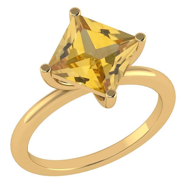 Certified 3.00 Ctw Citrine 14K Yellow Gold Solitaire Ri