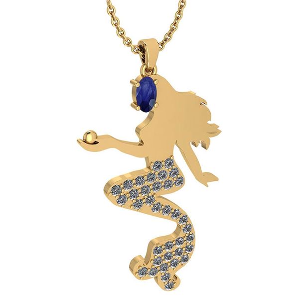 Certified 1.00 Ctw Blue Sapphire And Diamond Necklace F