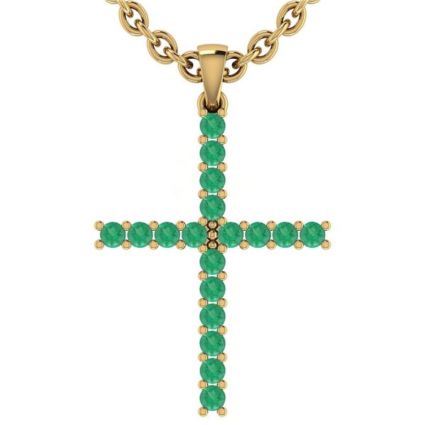 Certified 0.54 Ctw Emerlad 18k Yellow Gold Pendant