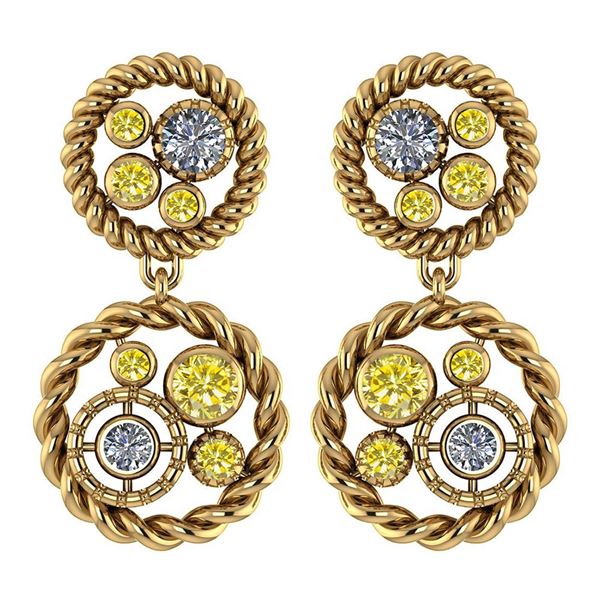 Certified 1.64 Ctw Treated Fancy Yellow Diamond 14K Yel