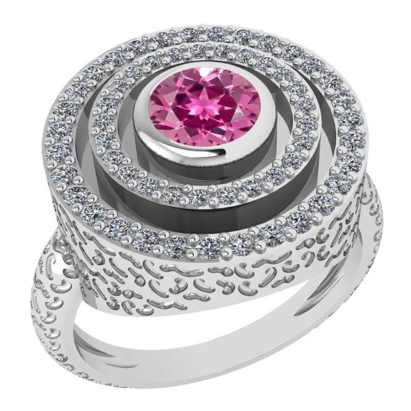 Certified 0.87 Ctw Pink Tourmaline And Diamond Wedding/