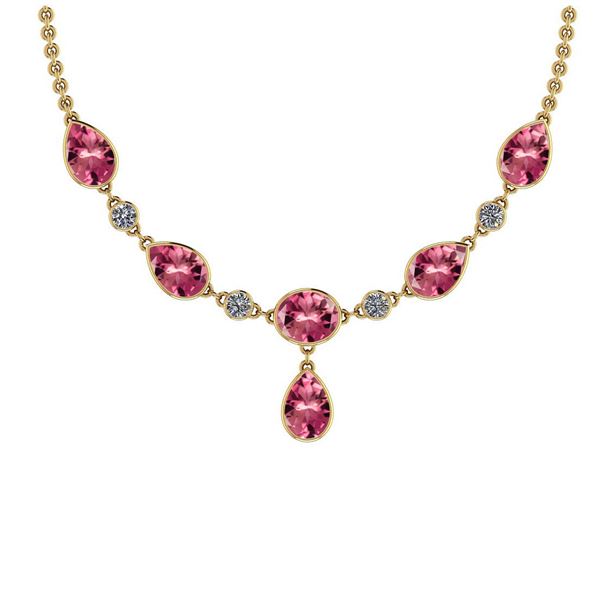 Certified 20.25 Ctw Pink Tourmaline And Diamond VS/SI1