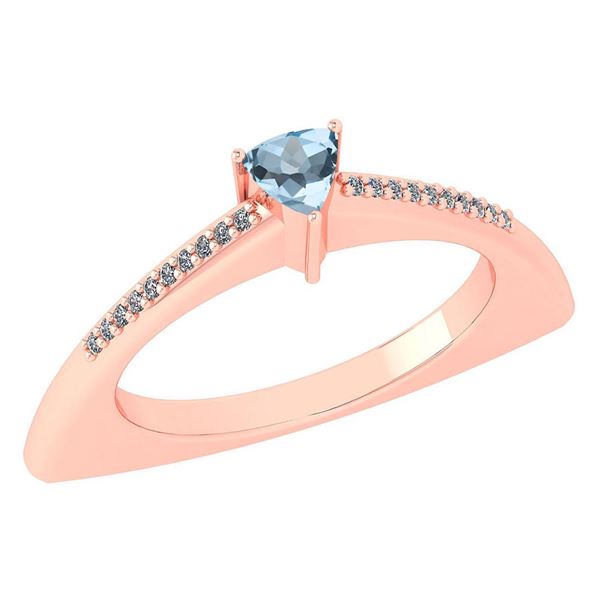 Certified 0.35 Ctw Aquamarine And Diamond 14k Rose Gold