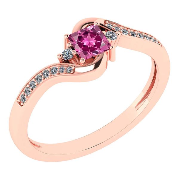 Certified 0.51 Ctw Pink Tourmaline And Diamond 14k Rose