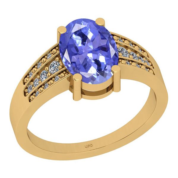 Certified 1.42 Ctw I2/I3 Tanzanite And Diamond 14K Yell