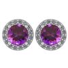 Certified 1.06 Ctw Amethyst And Diamond 18K White Gold