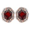 Certified 0.88 Ctw Garnet And Diamond 14K Rose Gold Stu