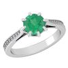 Certified 0.99 Ctw Emerald And White Diamond Wedding/En