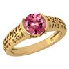 Certified 1.25 Ctw Pink Tourmaline 14K Yellow Gold Soli