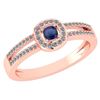 Certified 0.57 Ctw Blue Sapphire And Diamond 14k Rose G
