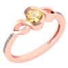 Certified 0.52 Ctw Citrine And Diamond 14k Rose Gold Ri