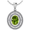 Certified 1.56 Ctw Peridot And Diamond 18K White Gold H