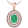 Certified 1.56 CTW Emerald And Diamond 14k Rose Gold Ha