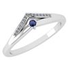 Certified 0.07 Ctw Blue Sapphire And Diamond 14k White