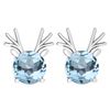 Certified 12.00 Ctw Blue Topaz Stud Earrings 14K Gold W