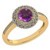 Certified 1.28 Ctw Amethyst And Diamond 14k Yellow Gold