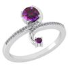 Certified 0.85 Ctw Amethyst And Diamond 14k White Gold