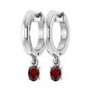 Certified 0.50 Ctw Garnet Hoop Earrings 14K White Gold