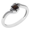 Certified 0.51 Ctw Smoky Quazrt And Diamond 14k White G