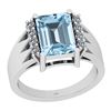 Certified 3.48 Ctw I2/I3 Blue Topaz And Diamond 14K Whi