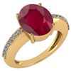 Image 1 : Certified 5.30 Ctw Ruby And Diamond VS/SI1 Ring 14K Yel