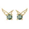 Certified 0.50 Ctw Green Amethyst Stud Earrings 14K Gol