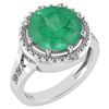 Image 1 : Certified 3.65 Ctw Emerald And Diamond VS/SI1 Halo Ring
