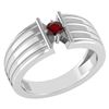Certified 0.20 Ctw Garnet Solitaire Ring 14K White Gold