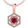 Certified 0.69 Ctw Ruby And Diamond 18K Rose Gold Halo
