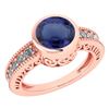 Certified 1.55 Ctw Blue Sapphire And Diamond Wedding/En